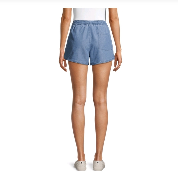 No Boundaries NWT Juniors Tie Front Chambray Shorts Light Wash 574 575 - Picture 3 of 6